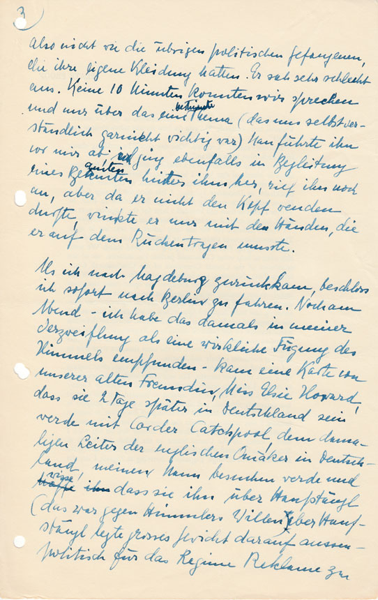 Erinnerungen Hanna Reuters an ihren Besuch im KZ Lichtenburg, um 1954