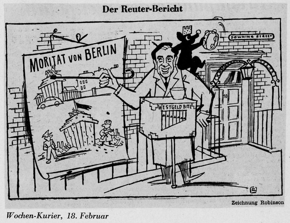 Eine Karikatur des Wochen-Kurier vom 18. Februar 1949.