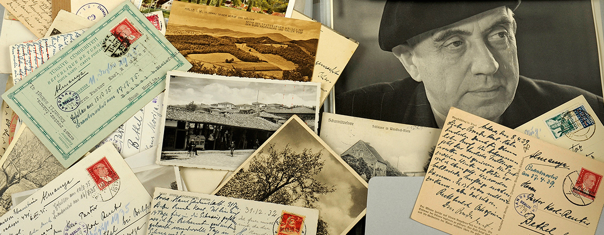 Collage mit Briefen, Dokumenten und Fotos aus dem Ernst Reuter Archiv